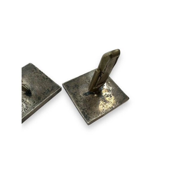 Vintage Mexican Alpaca Silver & Onyx Rectangular Cufflinks - Picture 4 of 6
